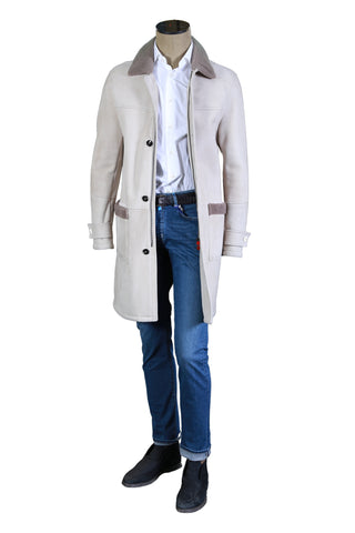 Kiton Light-Grey Solid Cashmere Overcoat