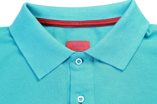Isaia Aqua Blue Cotton Short Sleeve Polo