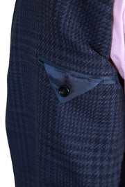 Sartorio Dark-Blue Plaid Suit Jacket
