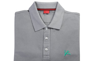 Isaia Grey Short Sleeve Cotton Polo