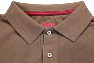 Isaia Brown Short Sleeve Cotton Polo