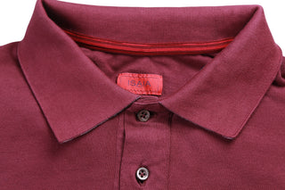 Isaia Maroon Short Sleeve Cotton Polo