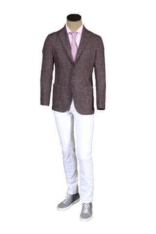 Sartorio Brown Plaid Wool-Cotton Sport Jacket