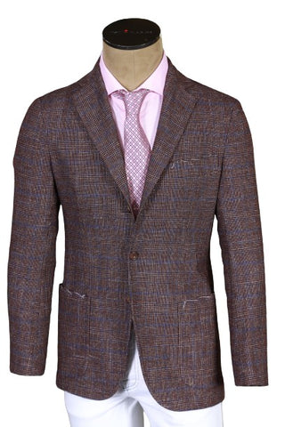 Sartorio Brown Plaid Wool-Cotton Sport Jacket