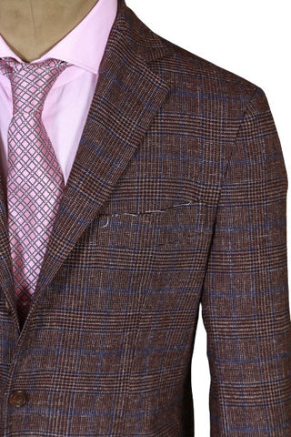 Sartorio Brown Plaid Wool-Cotton Sport Jacket