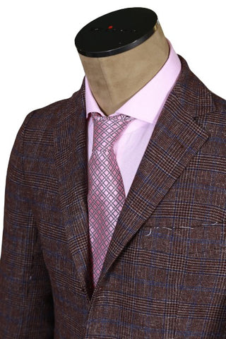 Sartorio Brown Plaid Wool-Cotton Sport Jacket