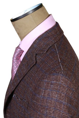 Sartorio Brown Plaid Wool-Cotton Sport Jacket