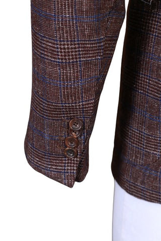 Sartorio Brown Plaid Wool-Cotton Sport Jacket