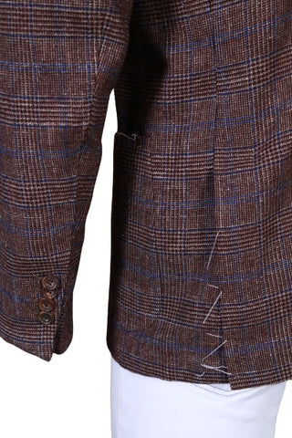 Sartorio Brown Plaid Wool-Cotton Sport Jacket