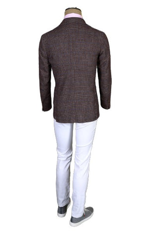 Sartorio Brown Plaid Wool-Cotton Sport Jacket