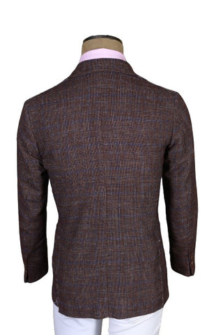 Sartorio Brown Plaid Wool-Cotton Sport Jacket