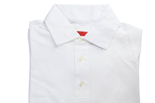 Isaia White Short Sleeve Cotton Polo