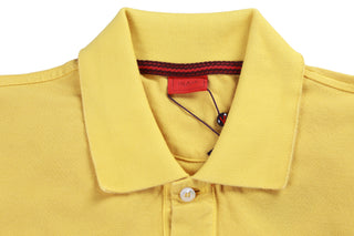 Isaia Yellow Cotton Short Sleeve Polo