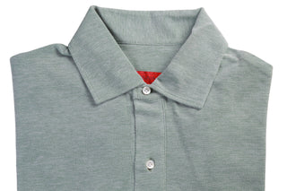 Isaia Grey Short Sleeve Cotton Polo