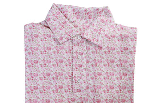 Isaia Pink Floral Short Sleeve Cotton Polo