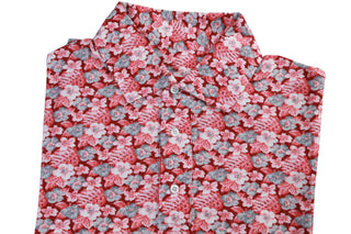 Isaia Pink Floral Cotton Short Sleeve Polo