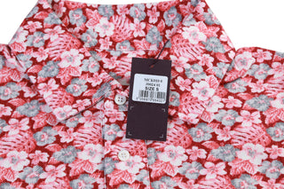 Isaia Pink Floral Short Sleeve Cotton Polo