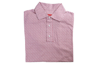Isaia Pink Patern Short Sleeve Cotton Polo