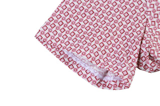 Isaia Pink Patern Short Sleeve Cotton Polo