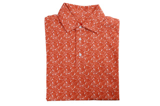 Isaia Orange Floral Short Sleeve  Cotton Polo