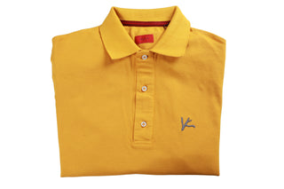 Isaia Mustard Yellow Cotton Short Sleeve Polo