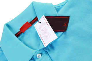 Isaia Light-Blue Short Sleeve Cotton Polo