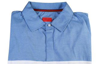 Isaia White/Blue Short Sleeve Polo