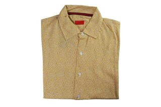 Isaia Orange Patern Short Sleeve Cotton Polo
