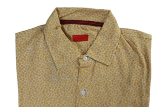 Isaia Yellow Pattern Cotton Short Sleeve Polo