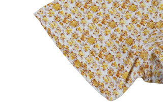 Isaia Yellow Floral Short Sleeve Cotton Polo