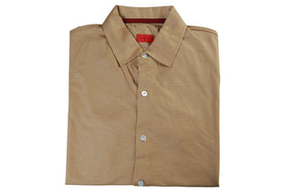 Isaia Brown Short Sleeve Cashmere-Silk Polo