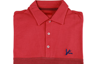 Isaia Red Cotton Short Sleeve Polo