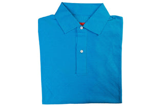 Isaia Sky Blue Short Sleeve Cotton Polo