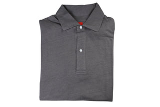 Isaia Dark-Grey Linen-Cotton Short Sleeve Polo