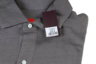 Isaia Dark-Grey Linen-Cotton Short Sleeve Polo