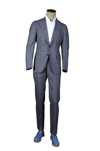Isaia Grey Solid Cotton Suit