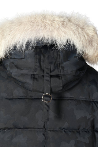 Eleventy Black Camo Puffer Coat (Removable Fur Trim)