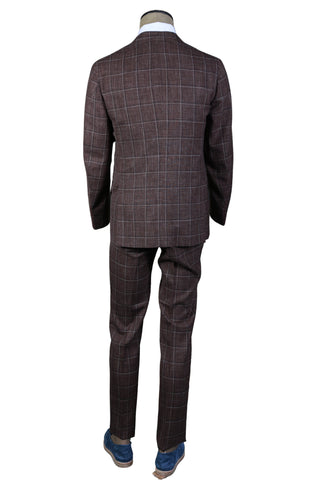 Isaia Brown Windowpane Suit