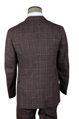 Isaia Brown Windowpane Suit