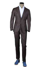 Isaia Brown Striped Wool Suit