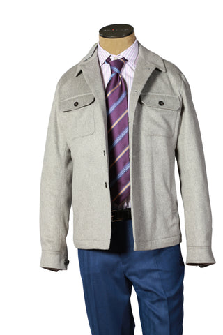 Sartorio Grey Solid Cashmere Jacket