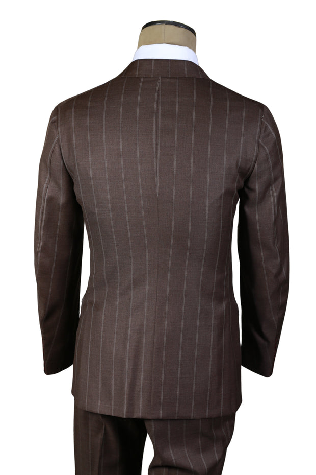 Isaia Brown Striped Wool Suit