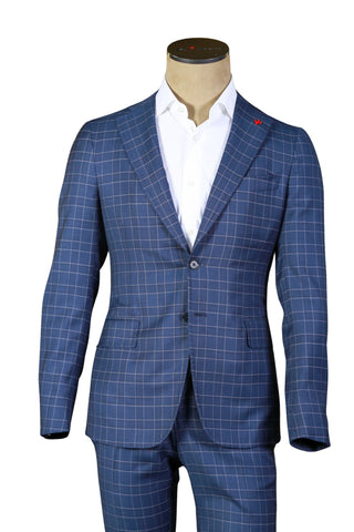 Isaia Blue Box Check Wool Suit