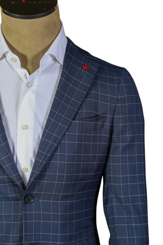Isaia Blue Box Check Wool Suit