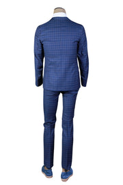 Isaia Dark-Blue Checked Wool Suit