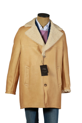 Hettabretz Honey Shearling Lined Leather Overcoat