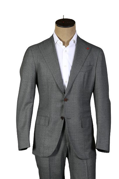 Isaia Dark-Grey Solid Wool Suit