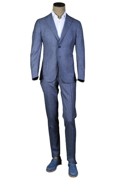 Isaia Light-Blue Solid Wool Suit