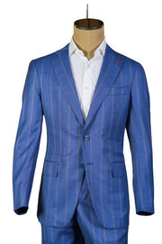 Isaia Blue Striped Suit