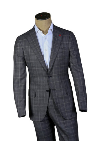 Isaia Grey Plaid Wool Suit